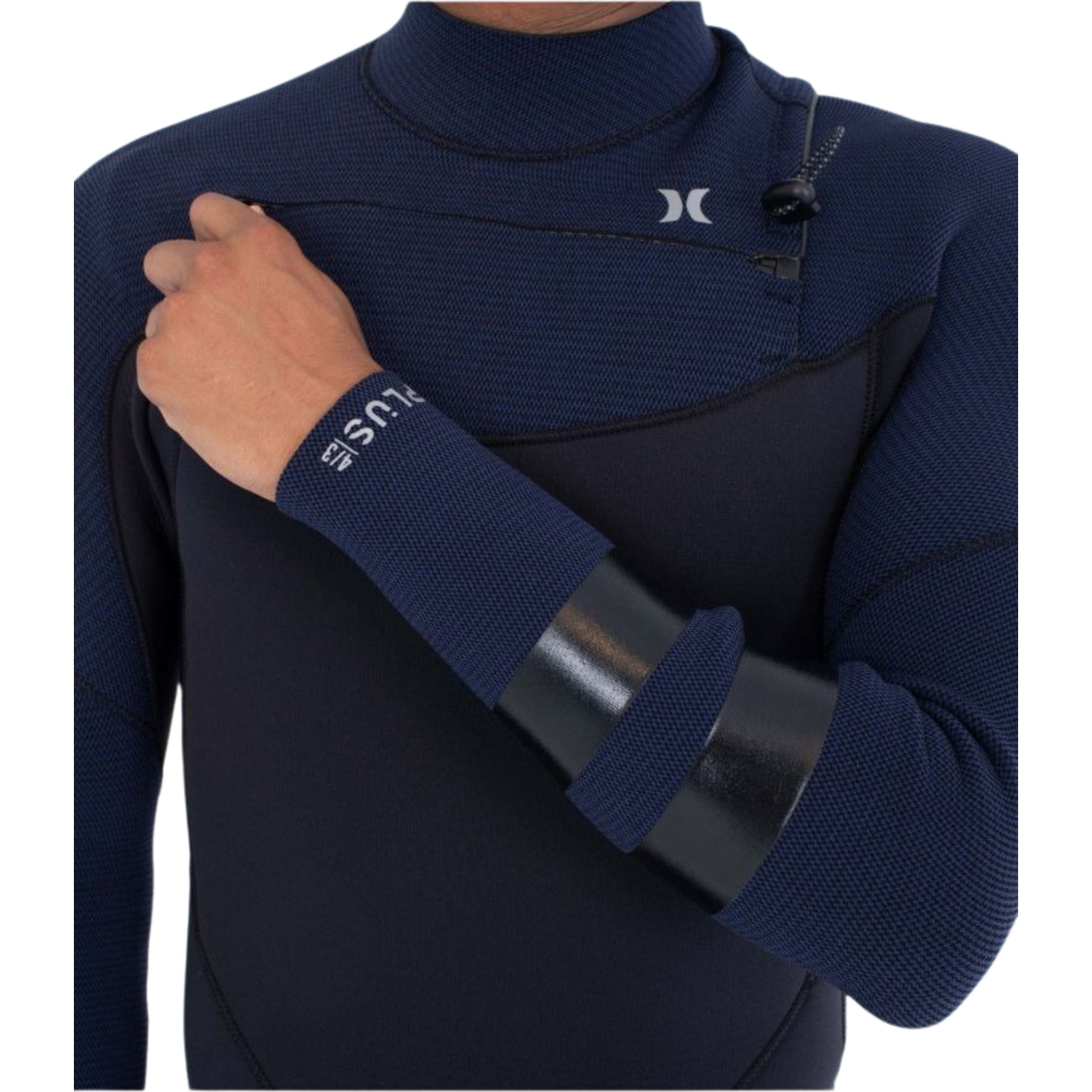 2025 Hurley Mens Plus Sleeve Texture 4/3mm Chest Zip Wetsuit MFS0014403 - Total Eclipse